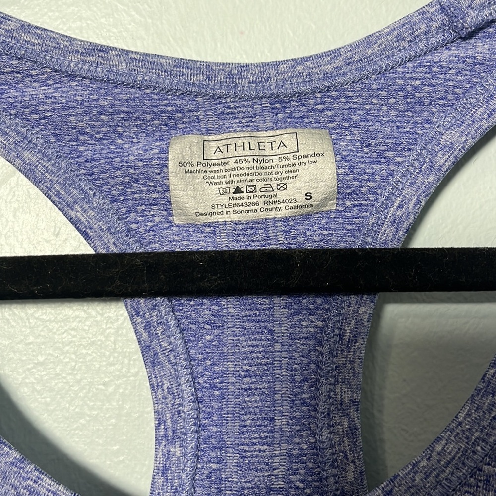 • Athleta Racerback Tank Top Fastest Track Ruched Blue - Picture 3 of 11